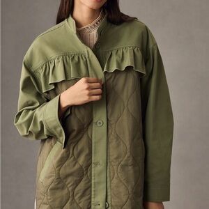 Anthropologie Sage Green Quilted Utility Jacket